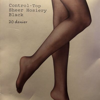 Control-Top Sheer Hosiery- M/L- Black